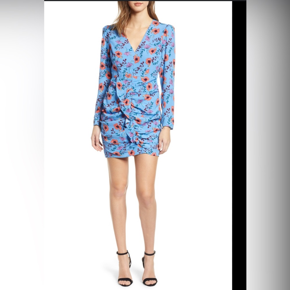 Floral Blue Wrap Dress